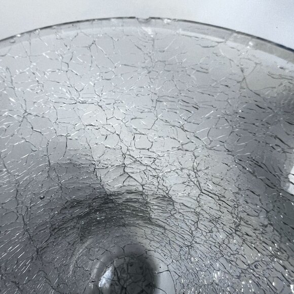 Vtg Brass & Crackle Glass Candlel Holder Vase Compote Bowl Grape Motif Design ** - Picture 3 of 13